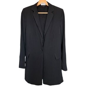 Akris Punto Long Black Stretch Crepe Blazer Jacket Womens 6